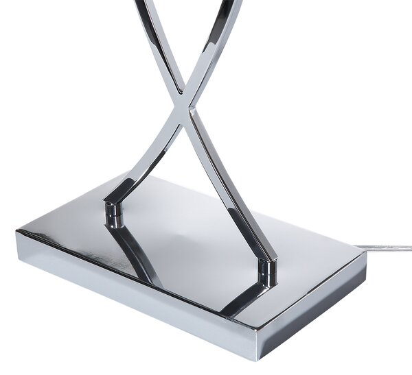 Stolná lampa strieborný kovový podstavec 62 cm čierne látkové tienidlo obdĺžniková moderná obývacia izba