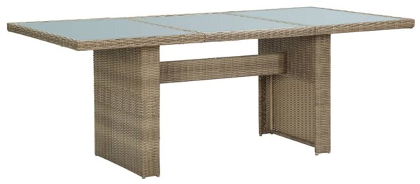 Záhradný jedálenský stôl hnedý 200x100x74 cm sklo a polyratan