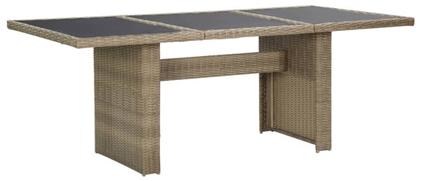 Záhradný jedálenský stôl hnedý 200x100x74 cm sklo a polyratan