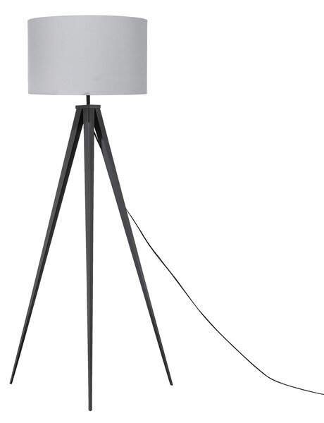 Stojaca lampa sivá čierna statívový kovový podstavec trojnožka 156 cm látkové tienidlo moderný industriálny štýl obývačka spálňa