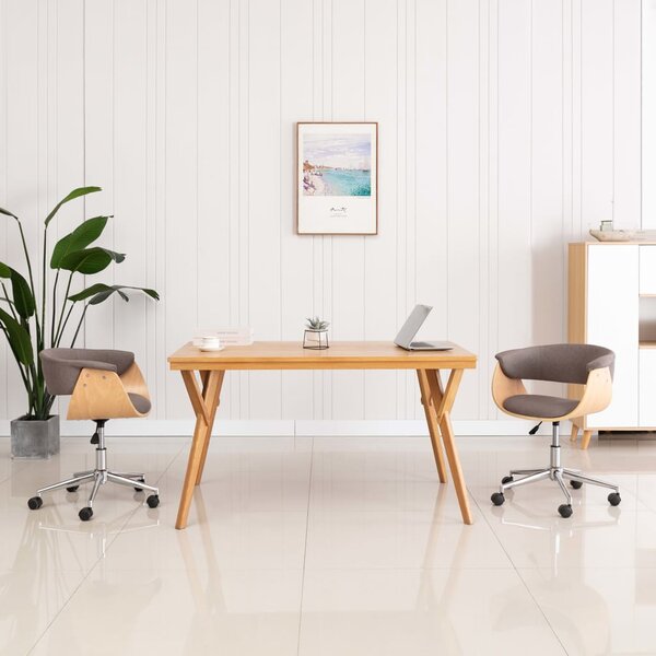 Otočná kancelárska stolička, sivohnedá, ohýbané drevo a látka