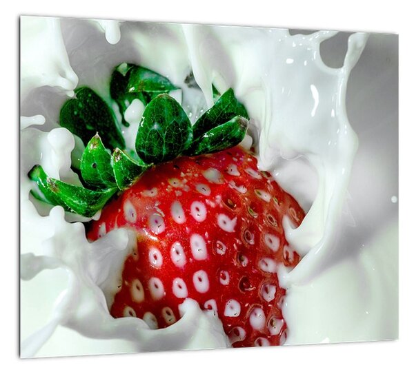 Obraz jahody v jogurte (Obraz 30x30cm)