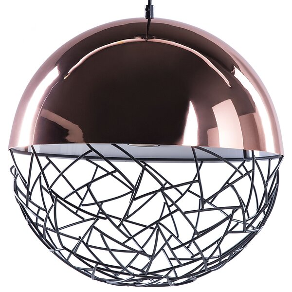 Závesná lampa medená čierna oceľ geometrický okrúhly tvar tienidlo na 1 žiarovku moderný štýl obývačka jedáleň