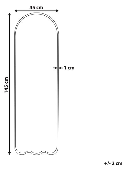 Nástenné zrkadlo biele železo sklo 45 x 145 cm nepravidelný tvar závesné moderný minimalistický štýl obývačka spálňa predsieň