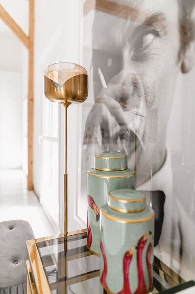 Kare Design Stojaca lampa Golden Goblet Ball - zlatá