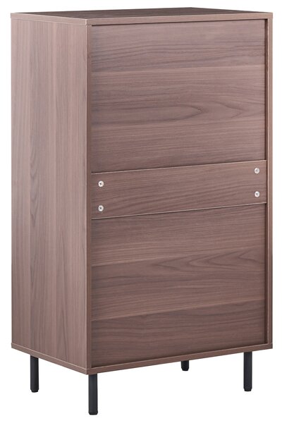 Komoda tmavohnedá MDF 104 x 60 x 40 cm čierne kovové nohy 4 zásuvky úložný priestor moderný štýl obývačka spálňa predsieň