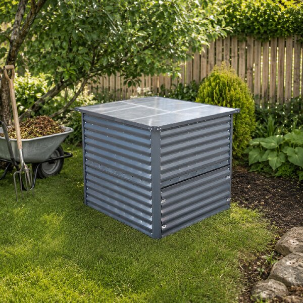 Furnigo Kovový kompostér 99x99x86 cm - strieborný