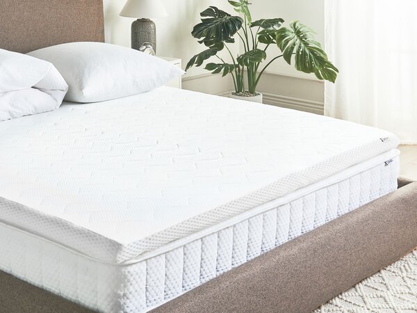 Vrchný matrac biela gélová pena polyesterový poťah 180 x 200 cm topper podložka na posteľ spálňa