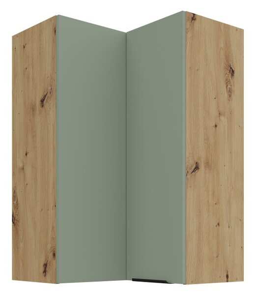 Vysoká rohová skrinka LUNARA 2 - 60x60 cm, zelená / dub artisan