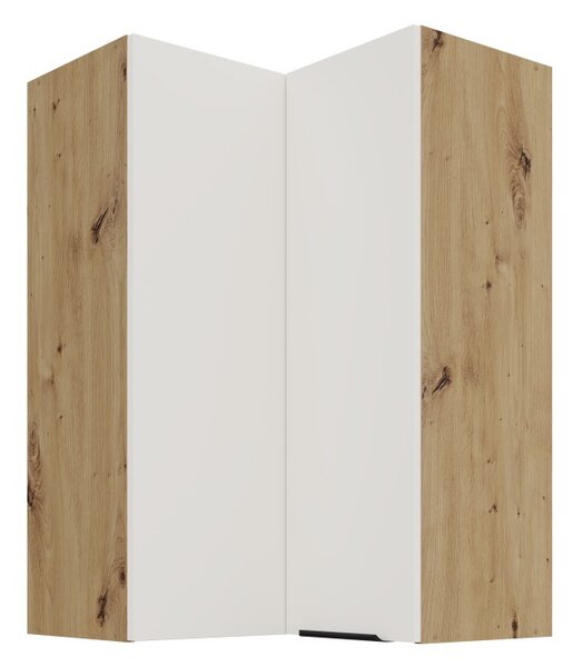 Vysoká rohová skrinka LUNARA 2 - 60x60 cm, biela / dub artisan