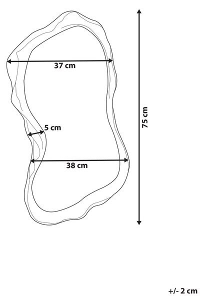 Nástenné dekoratívne zrkadlo zlatý rám sklo 75 x 37 cm nepravidelný asymetrický tvar moderný dizajn