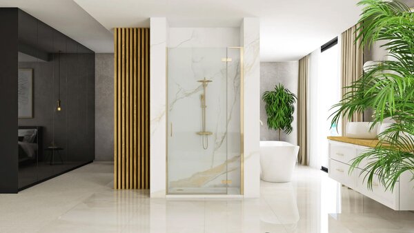 Rea Hugo, sprchové dvere 80x200 cm + bočný magnetický profil, zlatá matná, KPL-45200