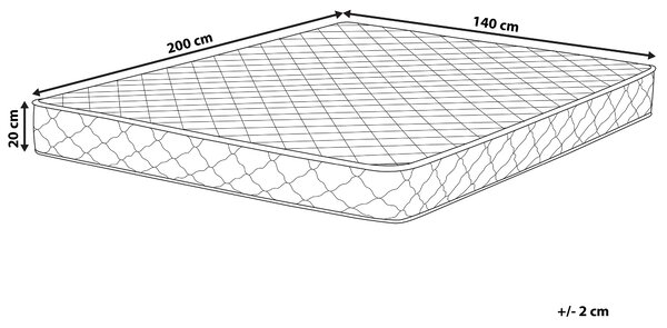 Matrac biely 140 x 200 cm vreckový pružinový obojstranný so stredne tvrdou a tvrdou stranou