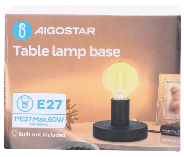 Aigostar - Stolná lampa 1xE27/60W/230V čierna