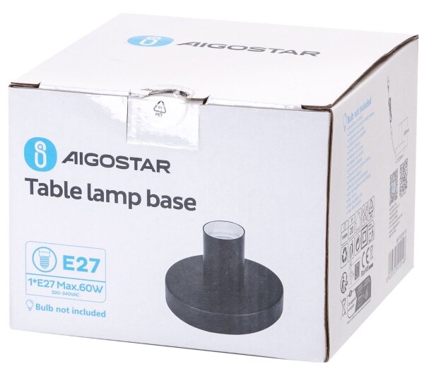 Aigostar - Stolná lampa 1xE27/60W/230V čierna