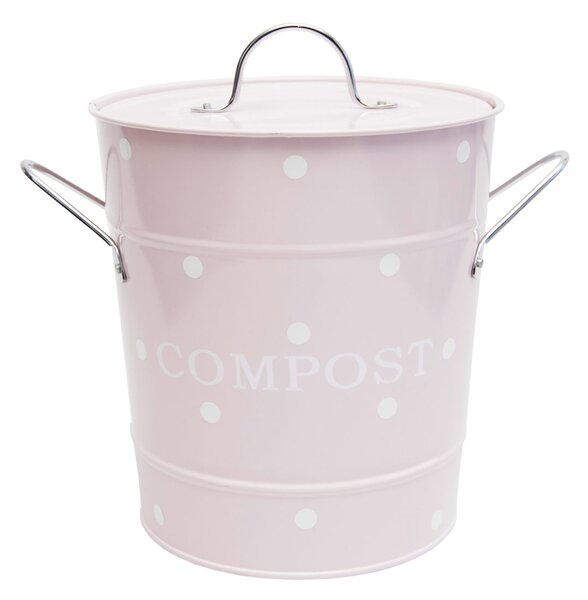 Kovový box na kompost ružový s bodkami, COM4