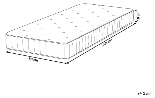 Matrac biely 80 x 200 cm vreckový pružinový obojstranný so stredne tvrdou a tvrdou stranou