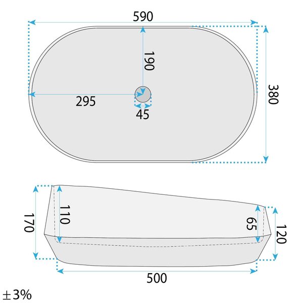Rea Zoe Marlo, umývadlo na dosku 590x380x170 mm, imitácia kameňa, REA-U3539