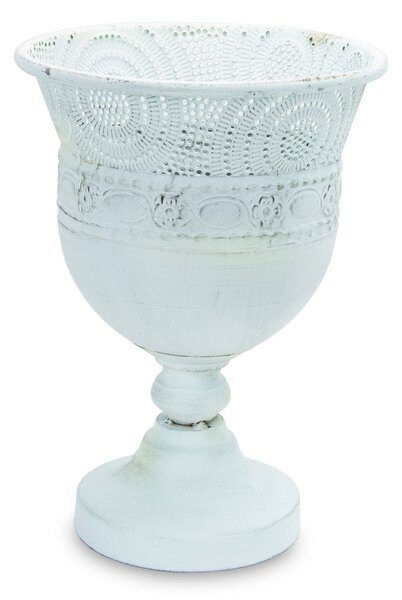 Biela váza s ozdobným dierkovaným lemom, 136057