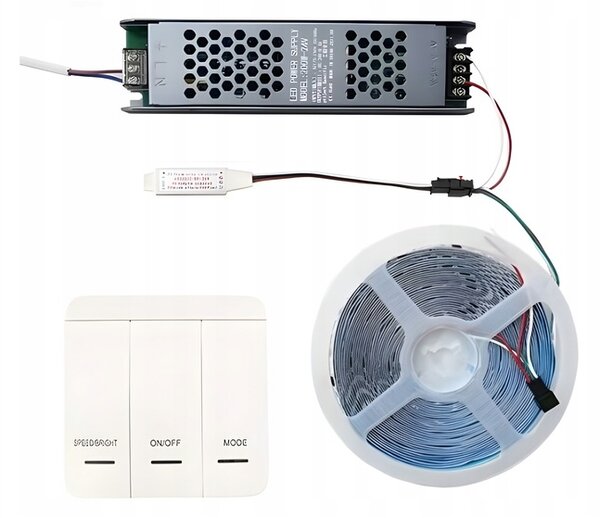ECOLIGHT Sada digitálnych LED pásikov 5m COB 65W WS2811 24V regulátor napájania