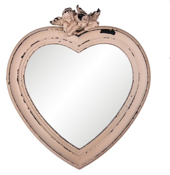 Zrkadlo v tvare srdca s anjelom 34 cm, 62S240