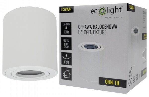 Halogenové stropní svítidlo, LED trubice GU10, pohyblivé bodové svítidlo, přisazené, bílé
