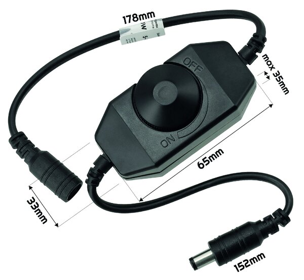 BERGE Stmievač LED pásikov 12V 24V s nastaviteľným potenciometrom 6A