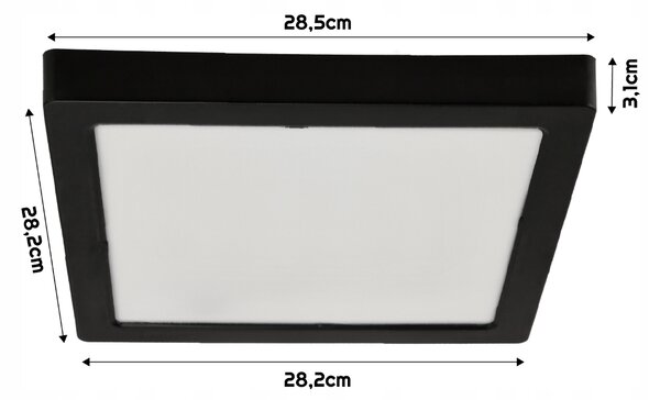 LED stropní svítidlo pro přisazenou montáž 24W 2640lm 4000K Černý čtverec