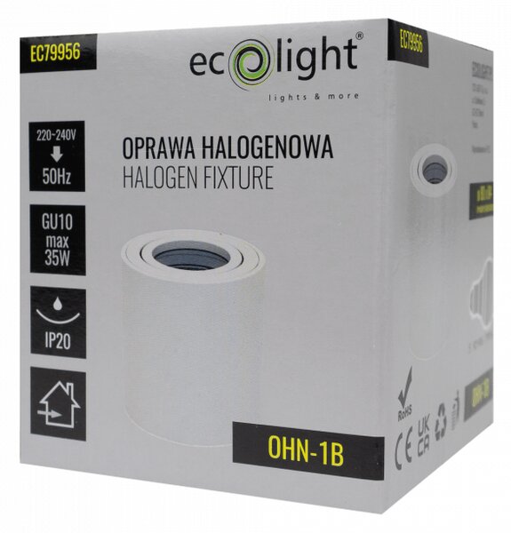 Halogenové stropní svítidlo, LED trubice GU10, pohyblivé bodové svítidlo, přisazené, bílé