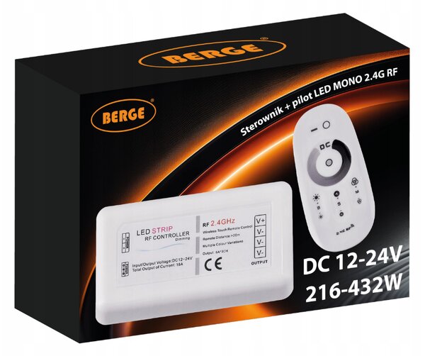 BERGE Stmievač LED pásikov, ovládač 12V 24V MONO, dotykové diaľkové ovládanie 18A