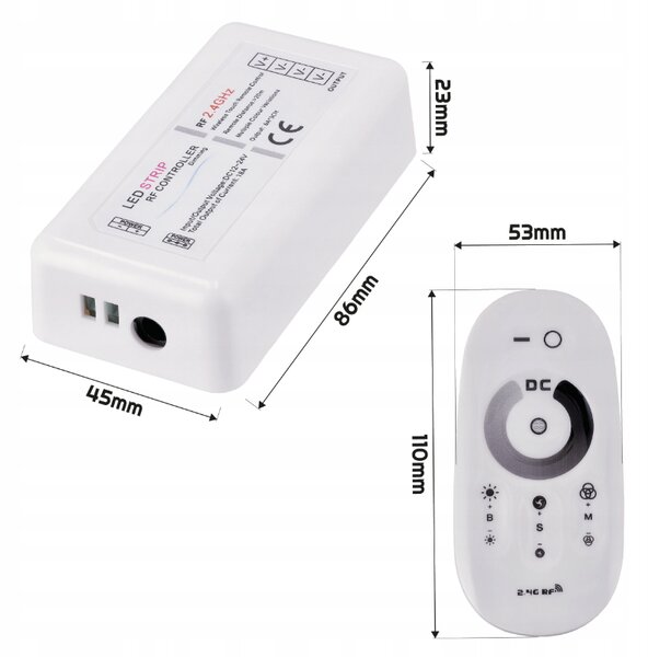 BERGE Stmievač LED pásikov, ovládač 12V 24V MONO, dotykové diaľkové ovládanie 18A