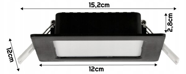 LED panelové stropní svítidlo pro zapuštěnou montáž 6W, černé čtvercové, 4000K