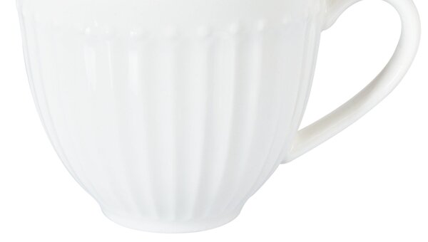 Sada 4 šálok s podšálkami biela porcelán kaolín lesklá povrchová úprava pre 4 osoby šálky na čaj klasický dizajn kuchyňa jedáleň