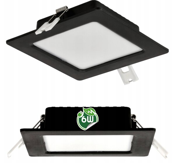 LED panelové stropní svítidlo pro zapuštěnou montáž 6W, černé čtvercové, 4000K