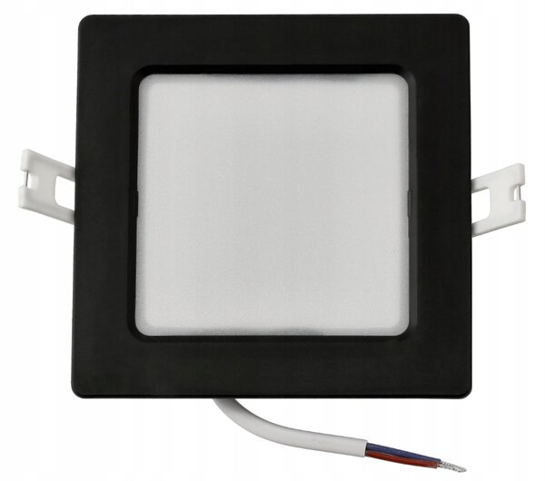 LED panelové stropní svítidlo pro zapuštěnou montáž 6W, černé čtvercové, 4000K