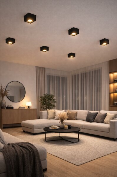 Stropní svítidlo GU10 LED, pohyblivé, výška 60x100 mm, černé