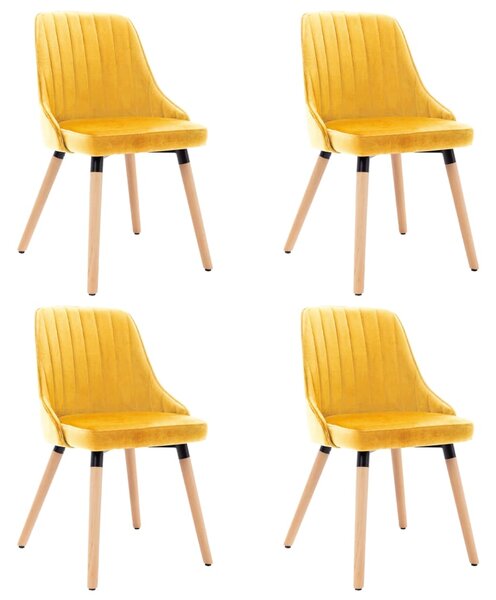Jedálenské stoličky 4 ks žlté zamat