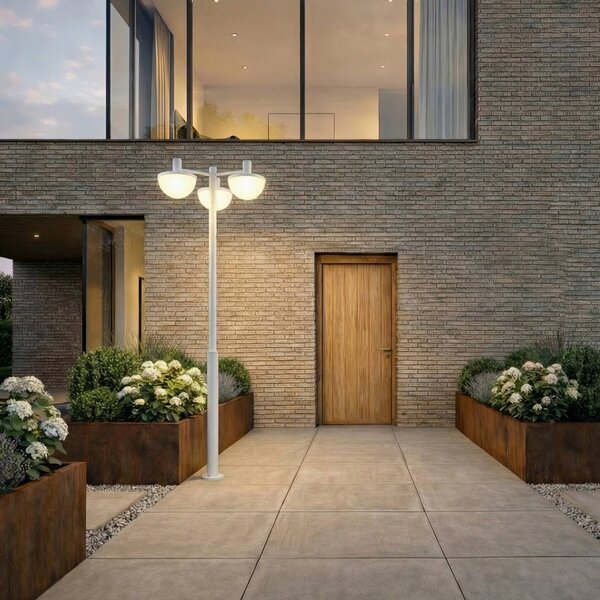 Exterierové LED svietidlo Lucande Toras, svetlosivé, 3-pl., s nastaviteľnou, Hliník / sivá / zinok, Hliník, Moderný, Vonkajší veľký svietník s viacerými svetlami