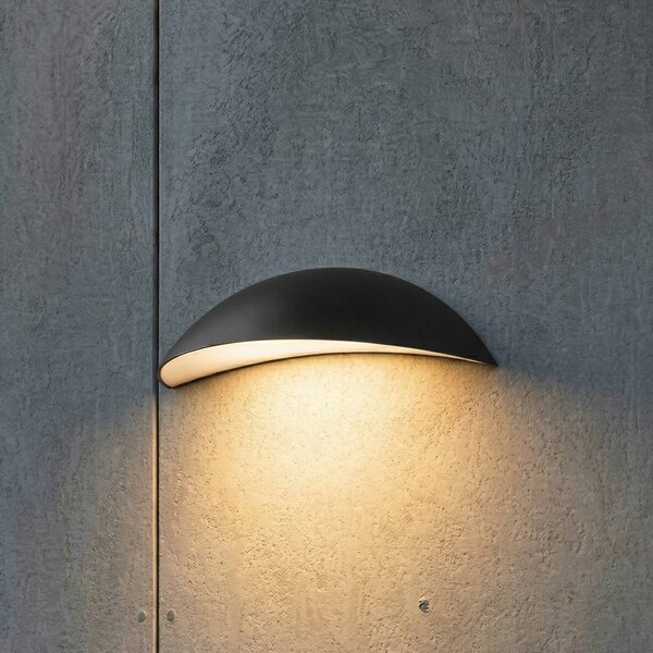 Lindby LED vonkajšie nástenné svietidlo Zerino, čierne, 34,5 cm, IP54, Čierna, Hliník, Moderný