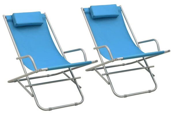 Hojdacie stoličky 2 ks oceľové modré