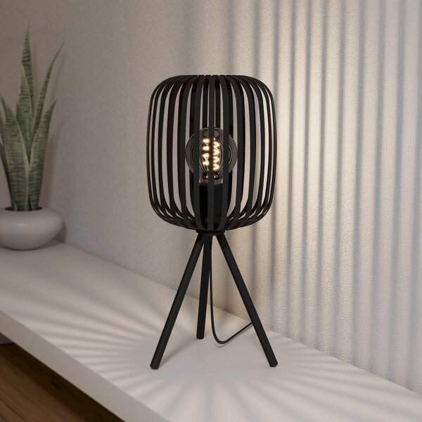 Stolová lampa Romazzina, čierna, výška 44 cm, kov, E27, Čierna, Obývacia izba / jedáleň, kov, Moderný, Stojacie svietidlo