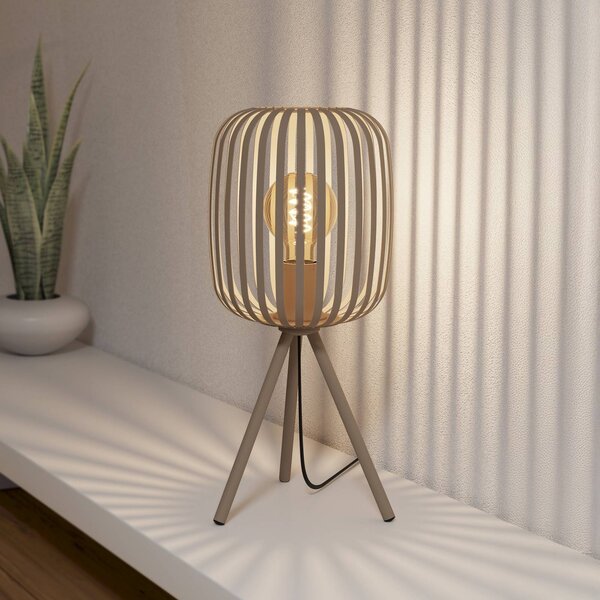 Stolová lampa Romazzina, béžová, výška 44 cm, kov, E27, Krémová / jantárovo žltá, Obývacia izba / jedáleň, kov, Moderný, Stojacie svietidlo