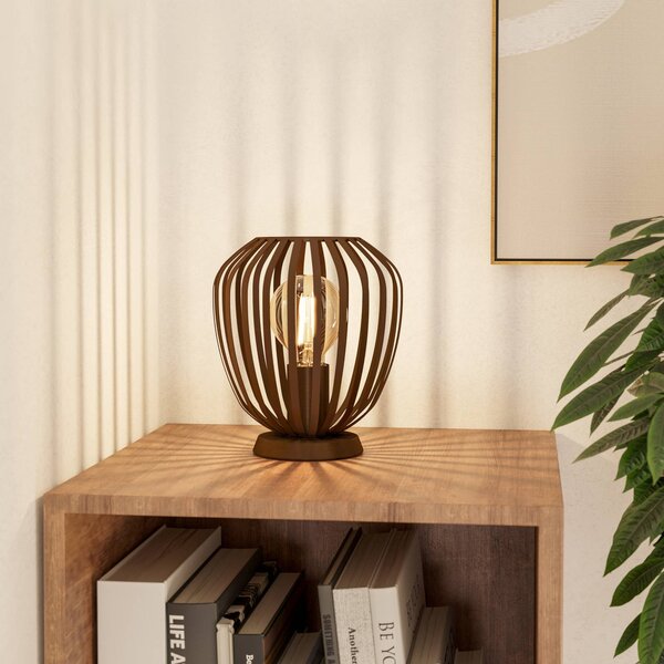 Stolová lampa Espinal, brúsená bronzová, výška 23 cm, kov E27, Hnedá / staromosadz, Obývacia izba / jedáleň, kov, Moderný, Stolová lampa