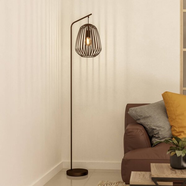 EGLO Stojacia lampa Espinal, brúsená bronzová, výška 170 cm, kov E27, Hnedá / staromosadz, Obývacia izba / jedáleň, kov, Moderný, Stojaca lampa