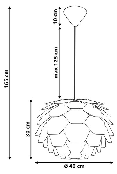 Závesná lampa sivá syntetický materiál okrúhle tienidlo tvar borovicovej šišky na strop moderný škandinávsky štýl obývačka detská izba