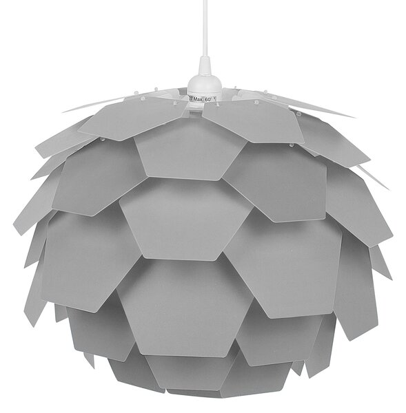 Závesná lampa sivá syntetický materiál okrúhle tienidlo tvar borovicovej šišky na strop moderný škandinávsky štýl obývačka detská izba