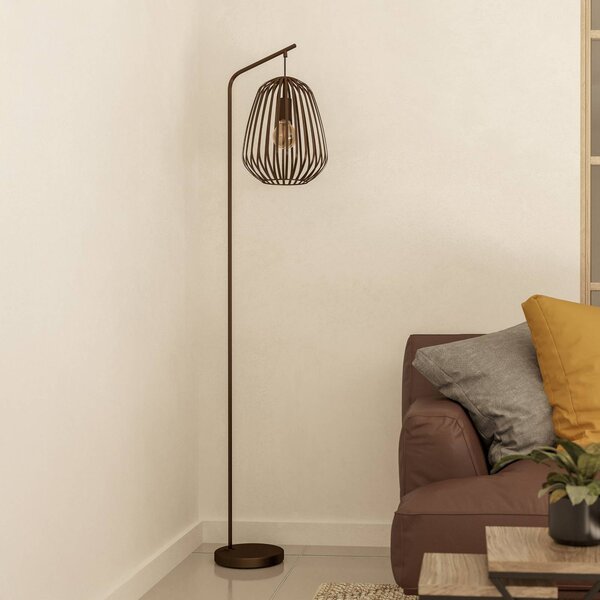 EGLO Stojacia lampa Espinal, brúsená bronzová, výška 170 cm, kov E27, Hnedá / staromosadz, Obývacia izba / jedáleň, kov, Moderný, Stojaca lampa
