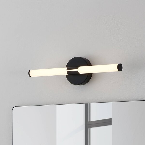 LED nástenné svetlo Ramola, čierne, šírka 45 cm, IP44,, Čierna, Kúpeľňa, kov, Moderný