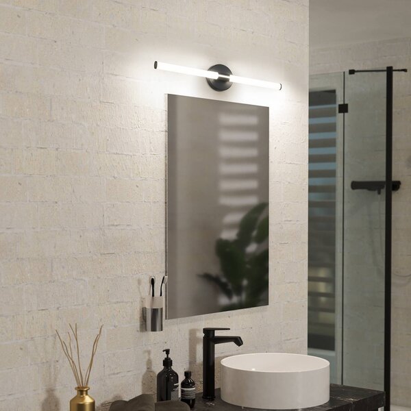 EGLO LED nástenné svetlo Ramola, čierne, šírka 60 cm, IP44,, Čierna, Kúpeľňa, kov, Moderný