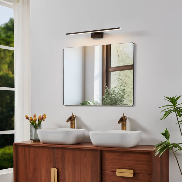 EGLO LED nástenné svetlo Conettilla, čierne, šírka 60 cm, IP44,, Čierna, Kúpeľňa, Hliník, Moderný